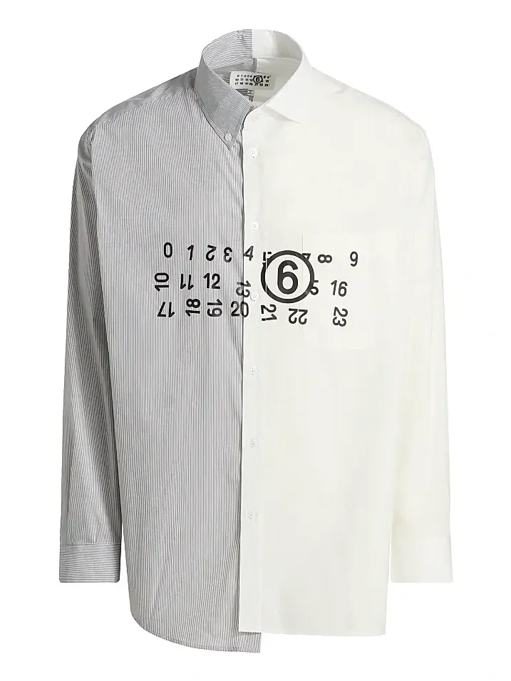 Men's Numeric Cotton-Blend Asymmetric Shirt