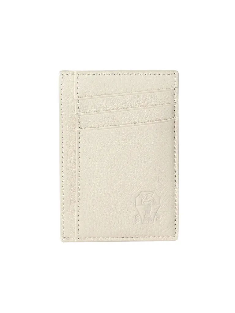 Brunello Cucinelli Men's Fine Grain Calfskin Card Holder - Chalk | Image 1 Brunello Cucinelli Men's Fine Grain Calfskin Card Holder - Chalk | Image 1