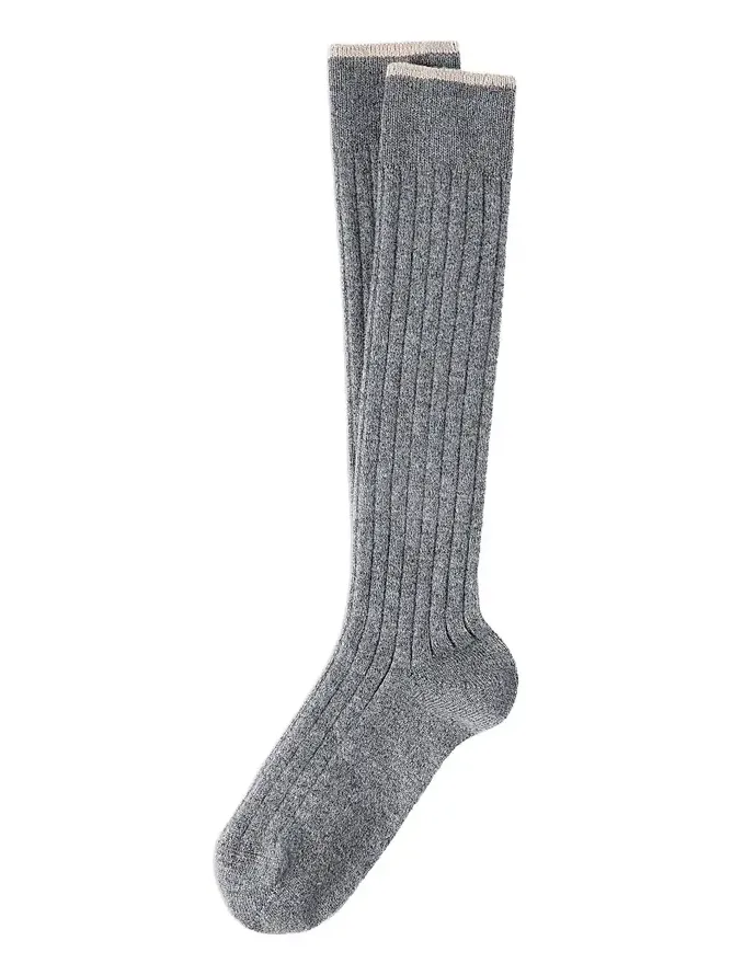 Brunello Cucinelli Men's Cashmere Rib Knit Socks