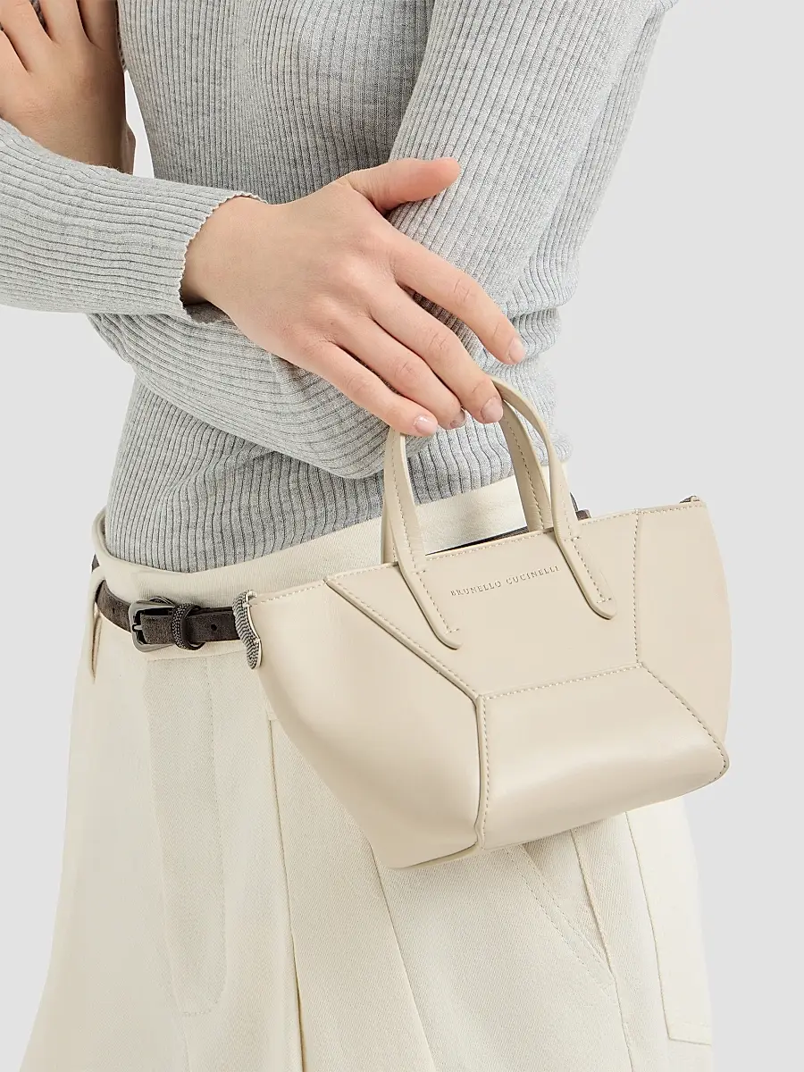 Brunello Cucinelli Women's Duo Mini Top Handle Bag with Monili - Ivory | Thumbnail 2
