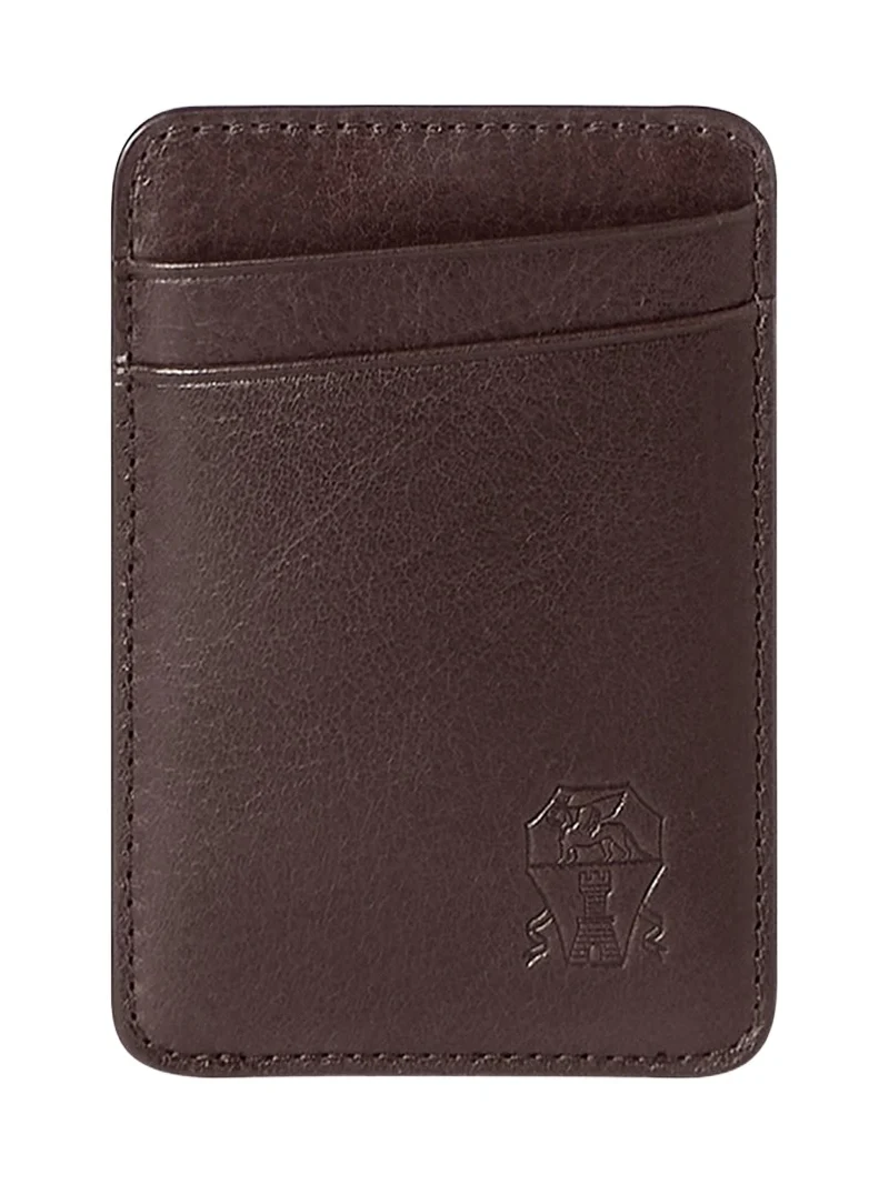 Brunello Cucinelli Men's Grained Leather Magnetic Card Holder