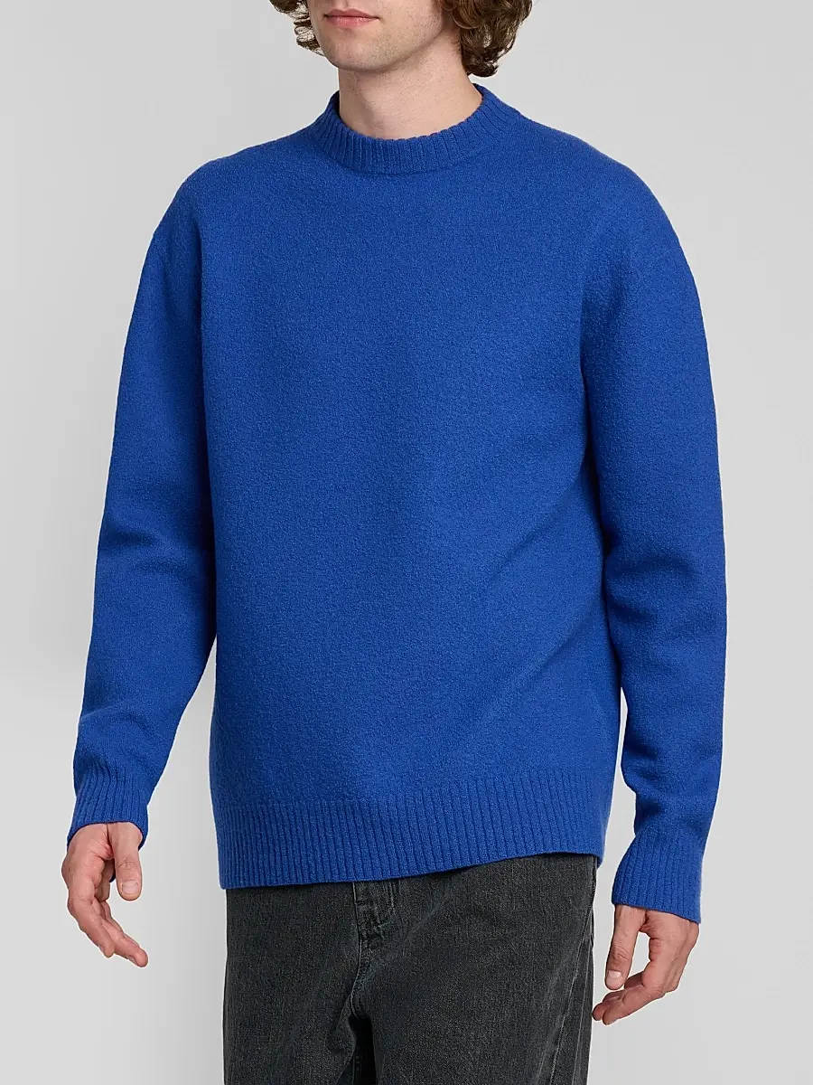 Jil Sander Men's Bouclé Wool-Cashmere Crewneck Sweater | Thumbnail 4 Jil Sander Men's Bouclé Wool-Cashmere Crewneck Sweater | Thumbnail 4