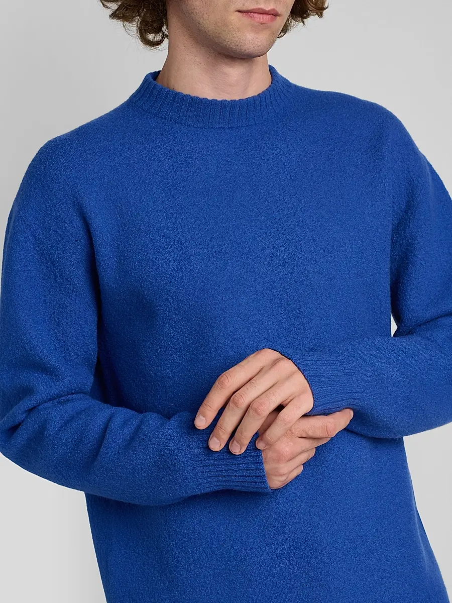 Jil Sander Men's Bouclé Wool-Cashmere Crewneck Sweater | Thumbnail 5 Jil Sander Men's Bouclé Wool-Cashmere Crewneck Sweater | Thumbnail 5
