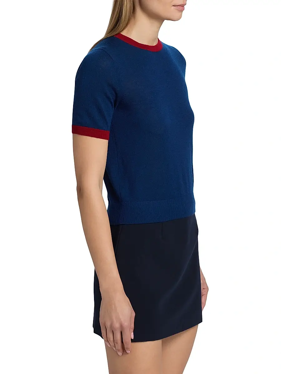 Guest In Residence Women's Airy Cashmere Knit Ringer T-Shirt | Thumbnail 4 Guest In Residence Women's Airy Cashmere Knit Ringer T-Shirt | Thumbnail 4
