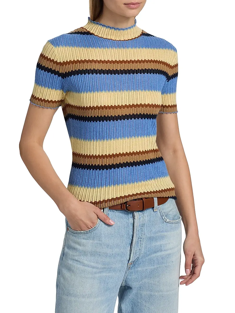 Guest In Residence Women's Palazzo Stripe Accordion Silk-Linen Knit Top | Thumbnail 3 Guest In Residence Women's Palazzo Stripe Accordion Silk-Linen Knit Top | Thumbnail 3