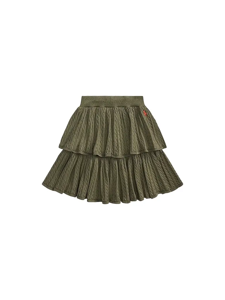 Polo Ralph Lauren Little Girl's & Girl's Cable-Knit Tiered Skirt - Cruise Olive | Image 1 Polo Ralph Lauren Little Girl's & Girl's Cable-Knit Tiered Skirt - Cruise Olive | Image 1