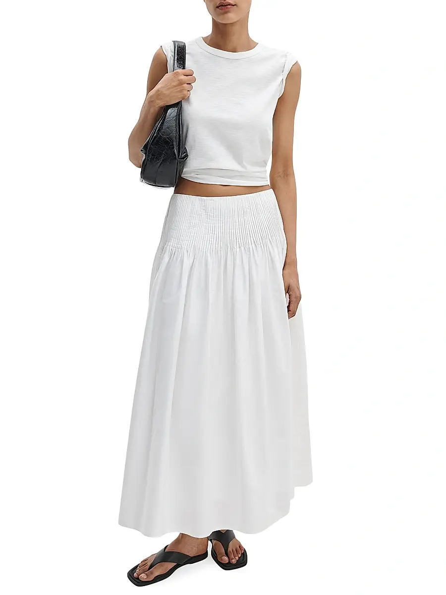 rag & bone Women's Elena Pintuck Cotton Poplin Maxi Skirt | Thumbnail 2