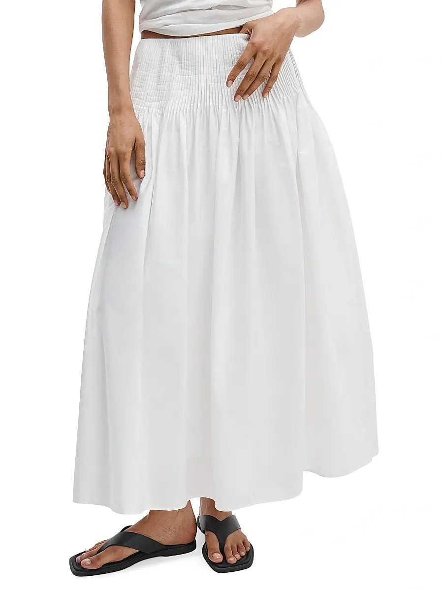 rag & bone Women's Elena Pintuck Cotton Poplin Maxi Skirt | Thumbnail 3