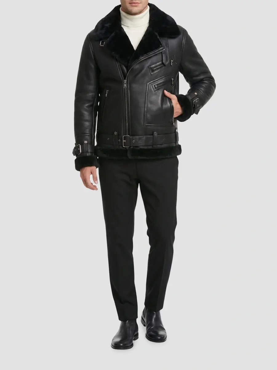 Gorski Men's Shearling Moto Zip Jacket | Thumbnail 2