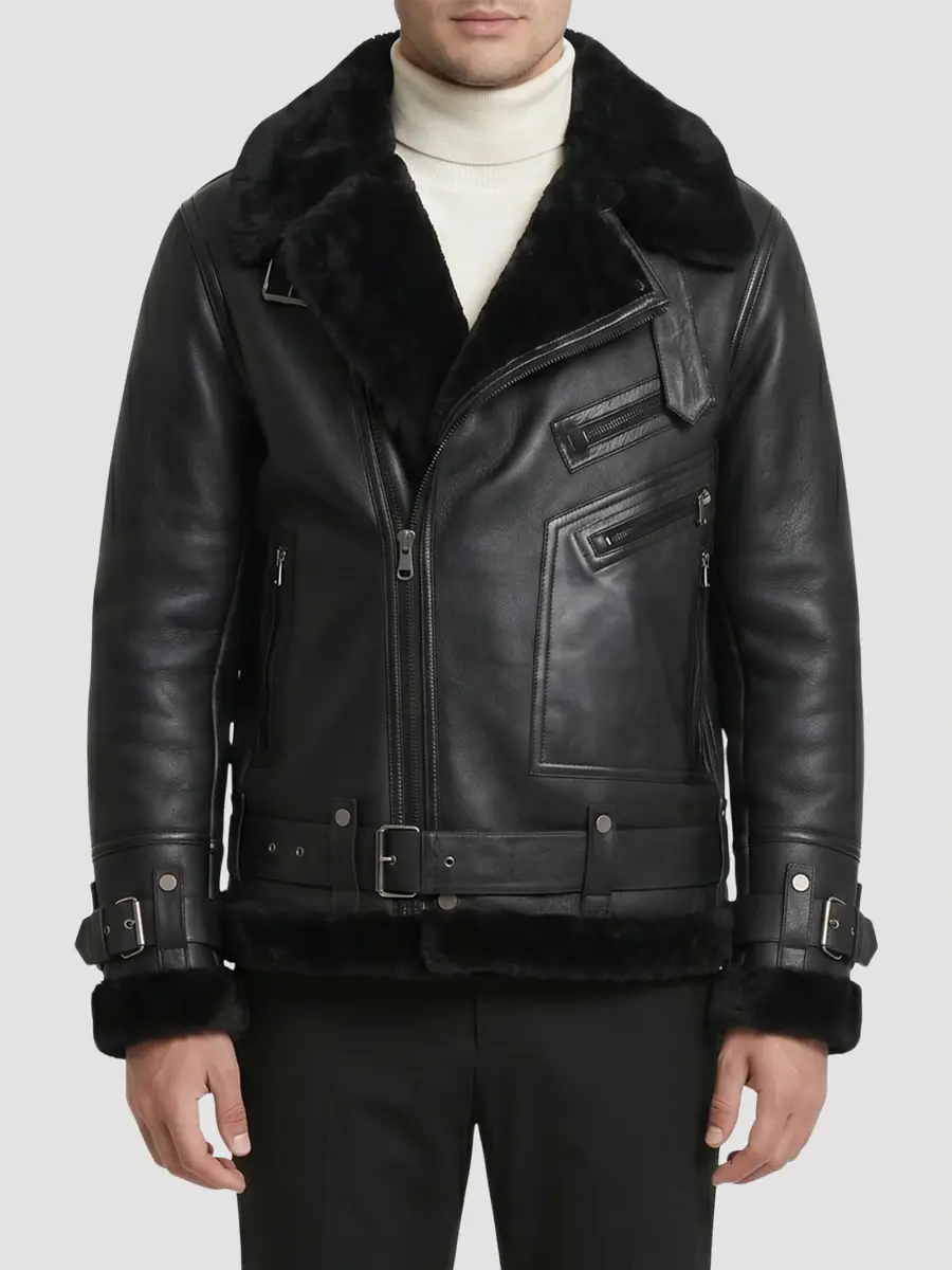 Gorski Men's Shearling Moto Zip Jacket | Thumbnail 3