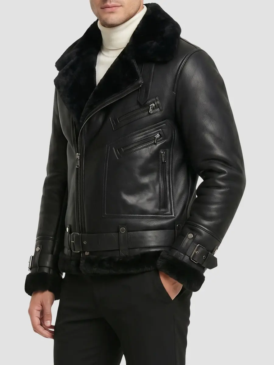 Gorski Men's Shearling Moto Zip Jacket | Thumbnail 4