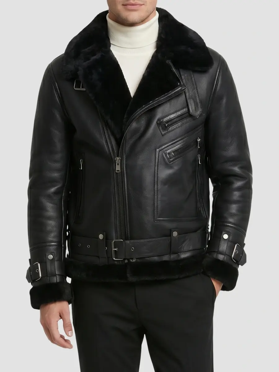Gorski Men's Shearling Moto Zip Jacket | Thumbnail 5