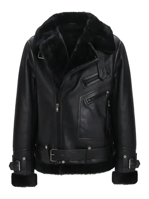 Men's Shearling Moto Zip Jacket Men's Shearling Moto Zip Jacket