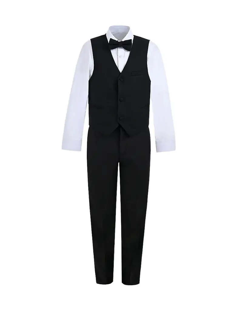 Moustache Little Boy's & Boy's Serge Vest & Bow Tie Outfit Set - Black - Size 16 | Image 1 Moustache Little Boy's & Boy's Serge Vest & Bow Tie Outfit Set - Black - Size 16 | Image 1