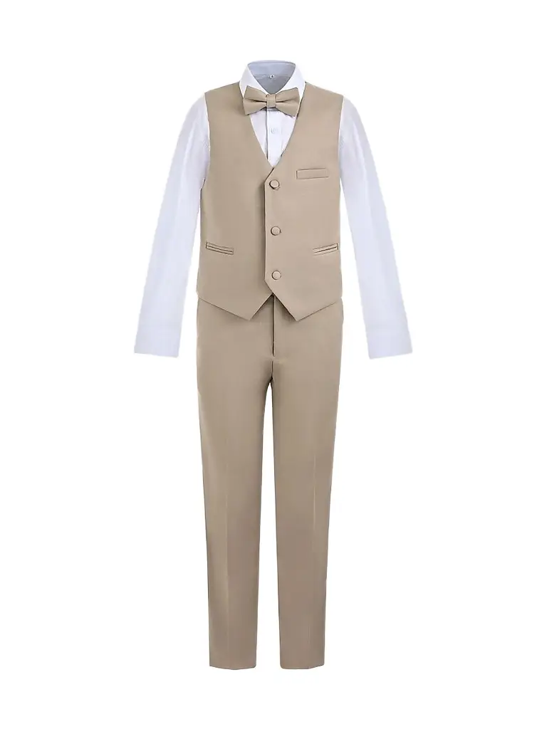 Moustache Little Boy's & Boy's Serge Vest & Bow Tie Outfit Set - Beige - Size 16 | Image 1 Moustache Little Boy's & Boy's Serge Vest & Bow Tie Outfit Set - Beige - Size 16 | Image 1