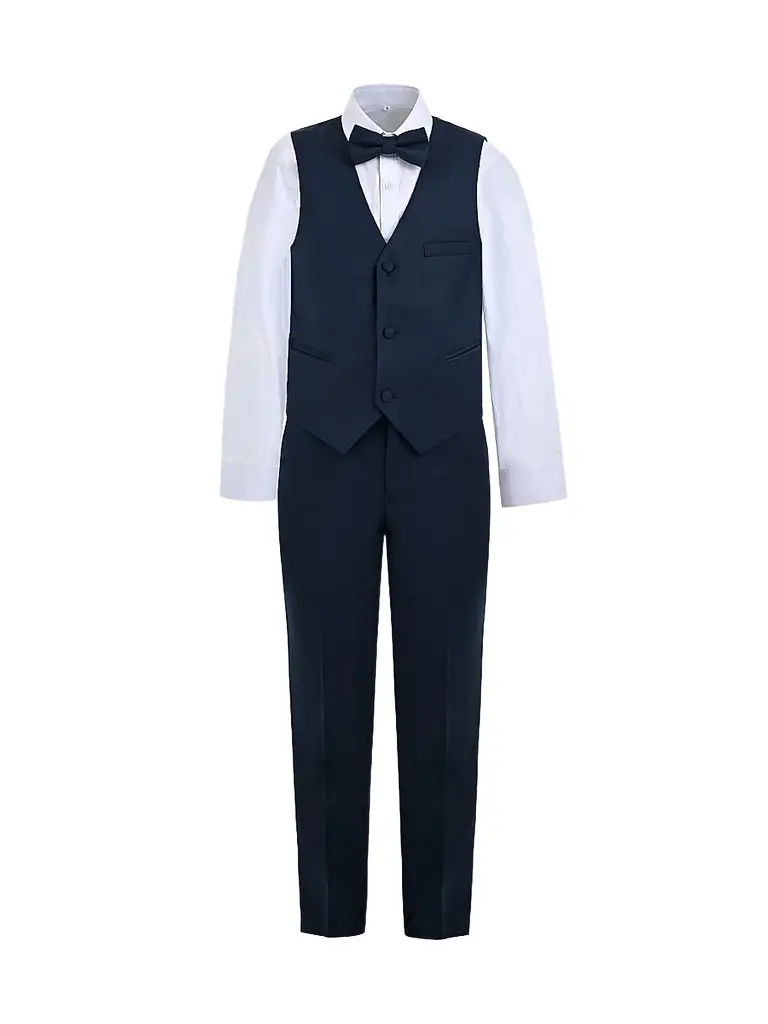 Moustache Little Boy's & Boy's Serge Vest & Bow Tie Outfit Set - Navy - Size 16 | Image 1 Moustache Little Boy's & Boy's Serge Vest & Bow Tie Outfit Set - Navy - Size 16 | Image 1