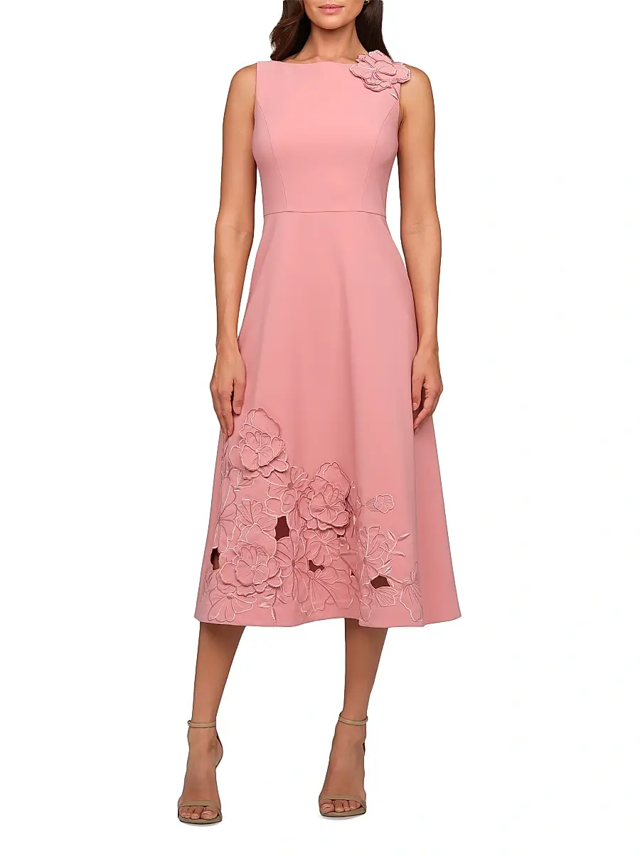 Kay Unger Women's Heidi Floral-Appliqué Midi-Dress | Thumbnail 2 Kay Unger Women's Heidi Floral-Appliqué Midi-Dress | Thumbnail 2