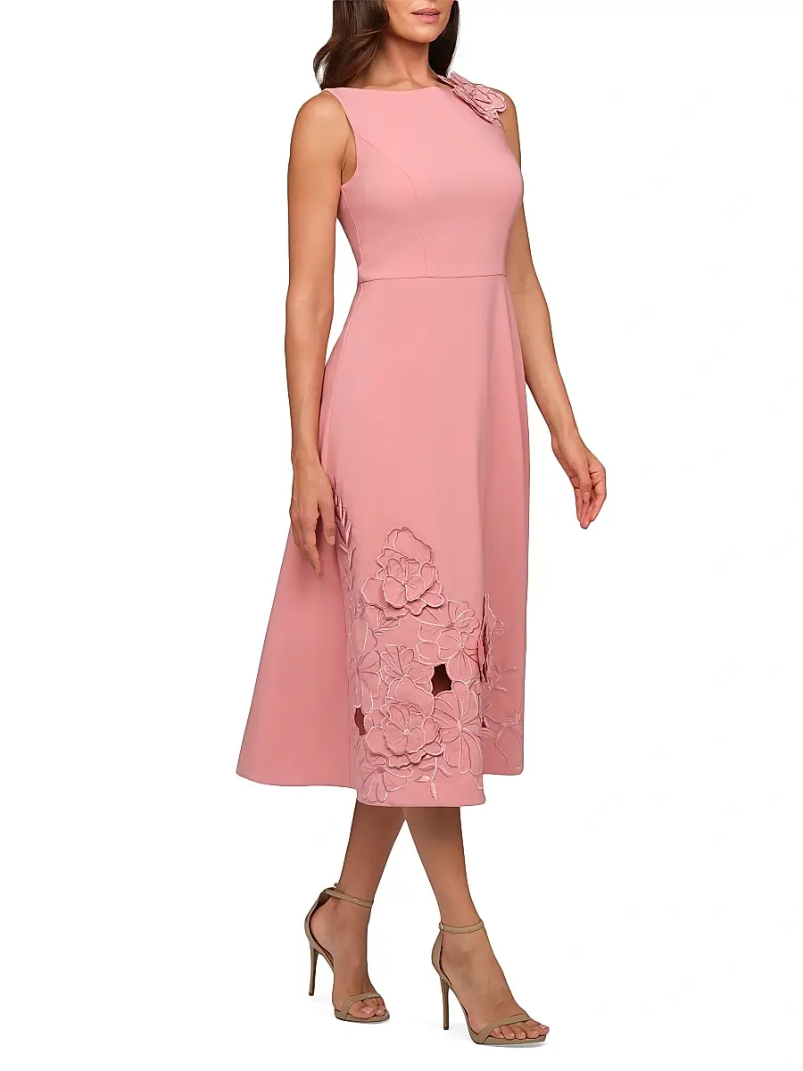 Kay Unger Women's Heidi Floral-Appliqué Midi-Dress | Thumbnail 3 Kay Unger Women's Heidi Floral-Appliqué Midi-Dress | Thumbnail 3