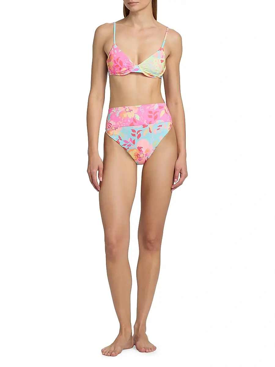 BEACH RIOT Women's Highway Bloom Lagoon Bikini Bottom | Thumbnail 2 BEACH RIOT Women's Highway Bloom Lagoon Bikini Bottom | Thumbnail 2
