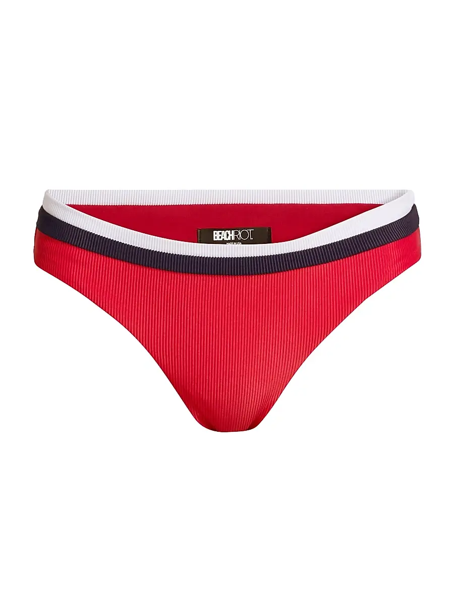 BEACH RIOT Women's Saffron Colorblocked Bikini Bottom - Crimson Firework - Size Large | Image 1 BEACH RIOT Women's Saffron Colorblocked Bikini Bottom - Crimson Firework - Size Large | Image 1