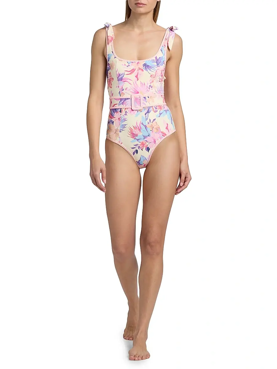 BEACH RIOT Women's Sydney Floral Belted One-Piece Swimsuit | Thumbnail 2 BEACH RIOT Women's Sydney Floral Belted One-Piece Swimsuit | Thumbnail 2