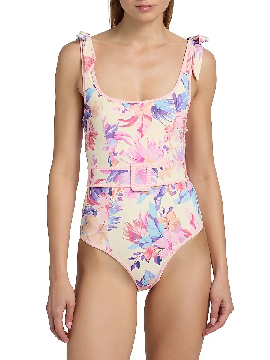 BEACH RIOT Women's Sydney Floral Belted One-Piece Swimsuit | Thumbnail 3 BEACH RIOT Women's Sydney Floral Belted One-Piece Swimsuit | Thumbnail 3