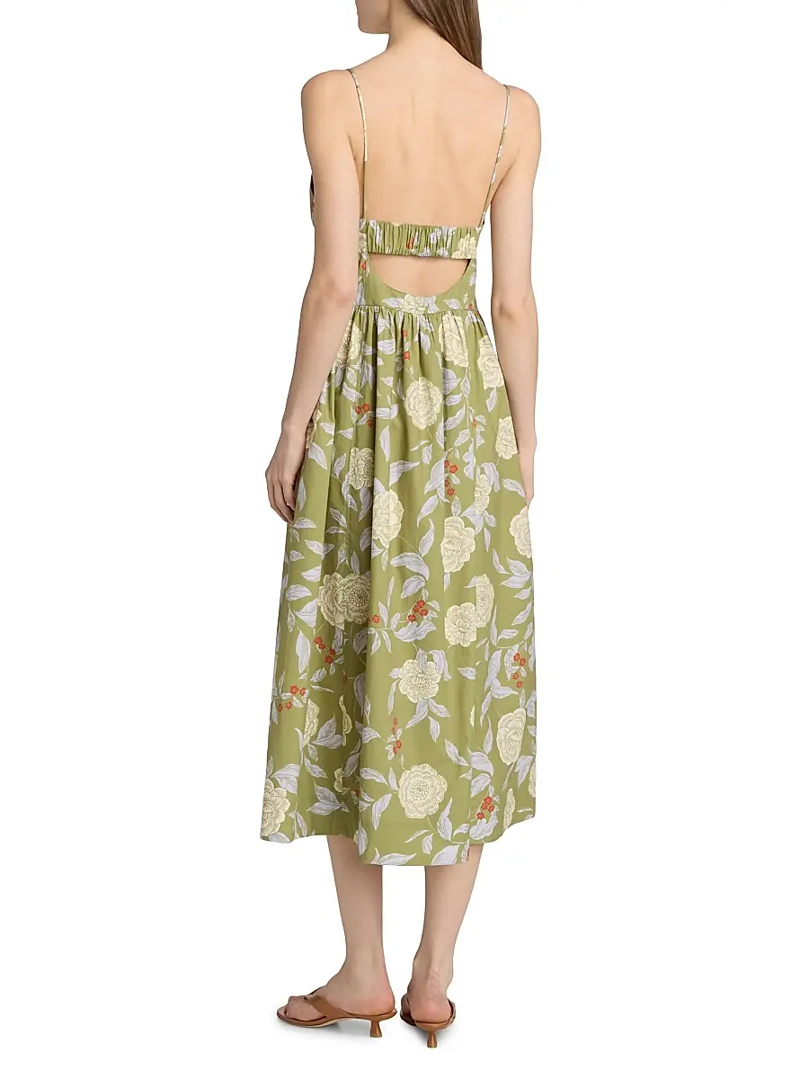 TANYA TAYLOR Women's Vivien Botanical Midi-Dress | Thumbnail 5 TANYA TAYLOR Women's Vivien Botanical Midi-Dress | Thumbnail 5