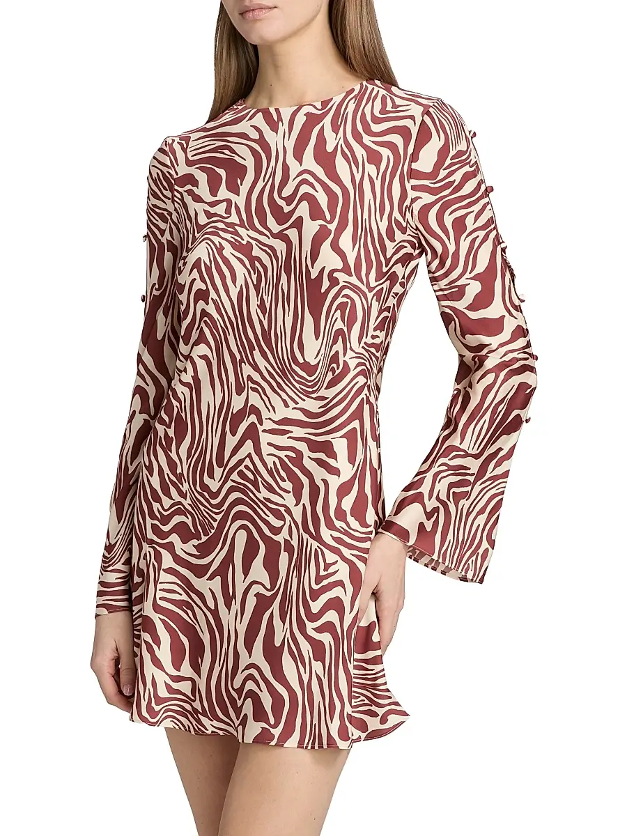 TANYA TAYLOR Women's Demi Button Sleeve Minidress | Thumbnail 3