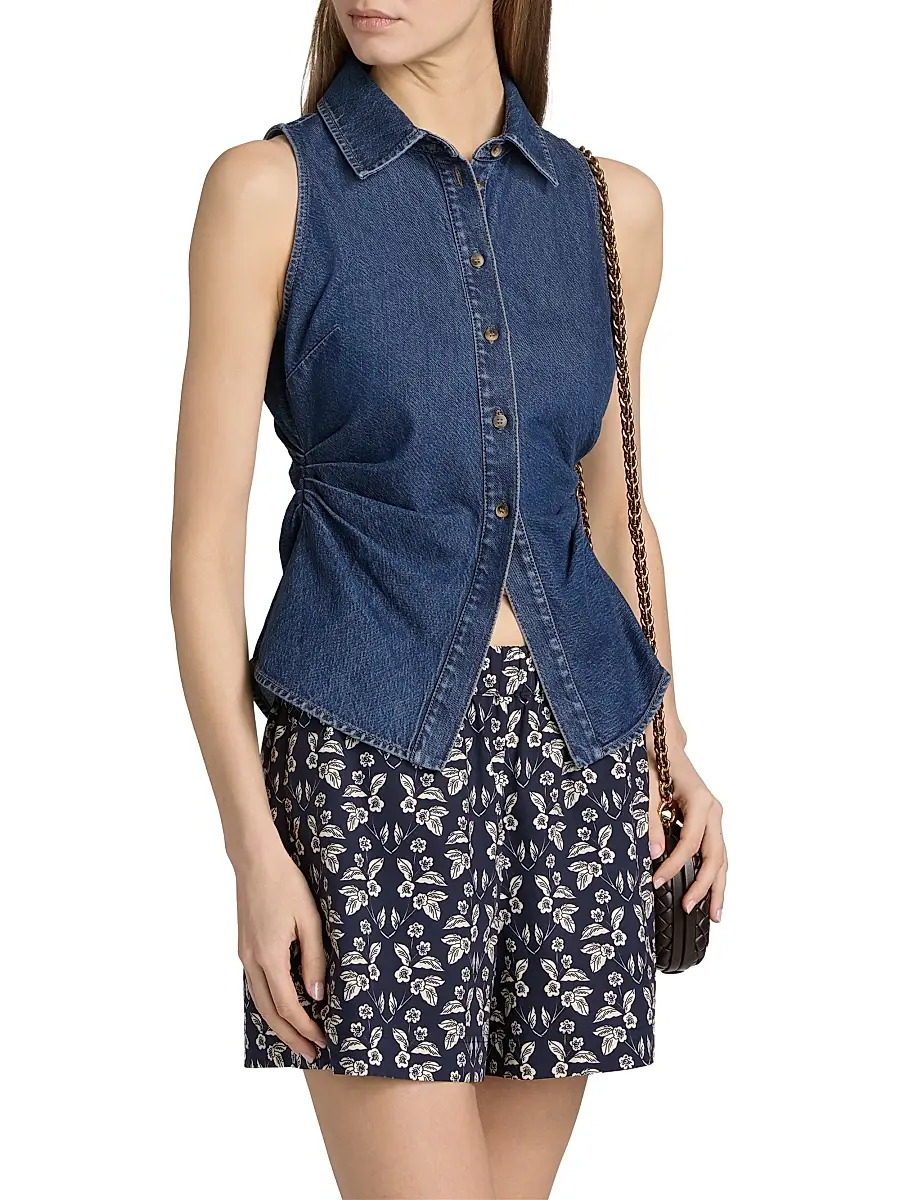 TANYA TAYLOR Women's Hanelle Sleeveless Denim Top | Thumbnail 4 TANYA TAYLOR Women's Hanelle Sleeveless Denim Top | Thumbnail 4