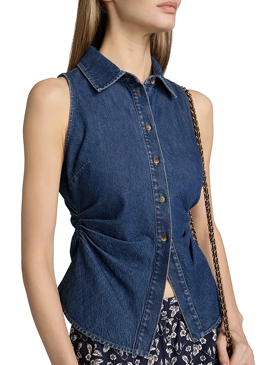 TANYA TAYLOR Women's Hanelle Sleeveless Denim Top | Thumbnail 6 TANYA TAYLOR Women's Hanelle Sleeveless Denim Top | Thumbnail 6