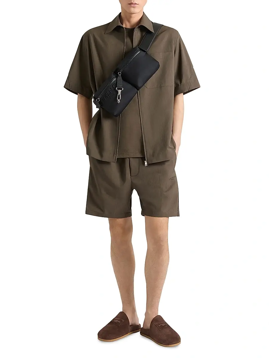 Givenchy Men's Bermuda Shorts with Logo Jacquard - Ebony Brown | Thumbnail 2 Givenchy Men's Bermuda Shorts with Logo Jacquard - Ebony Brown | Thumbnail 2