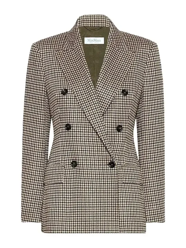 Max Mara Women's Double Breasted Houndstooth Jersey Blazer