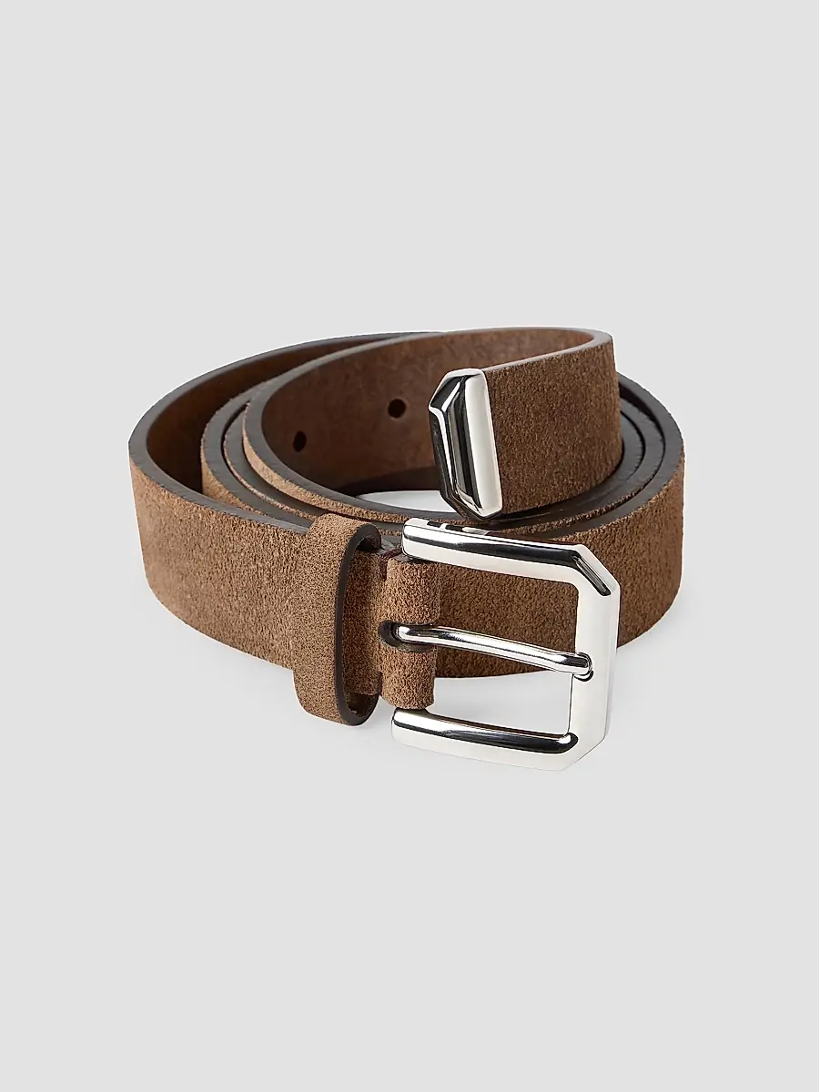 Brunello Cucinelli Men's Reversed Leather Belt with Square Buckle and Tip - Chestnut | Thumbnail 2 Brunello Cucinelli Men's Reversed Leather Belt with Square Buckle and Tip - Chestnut | Thumbnail 2