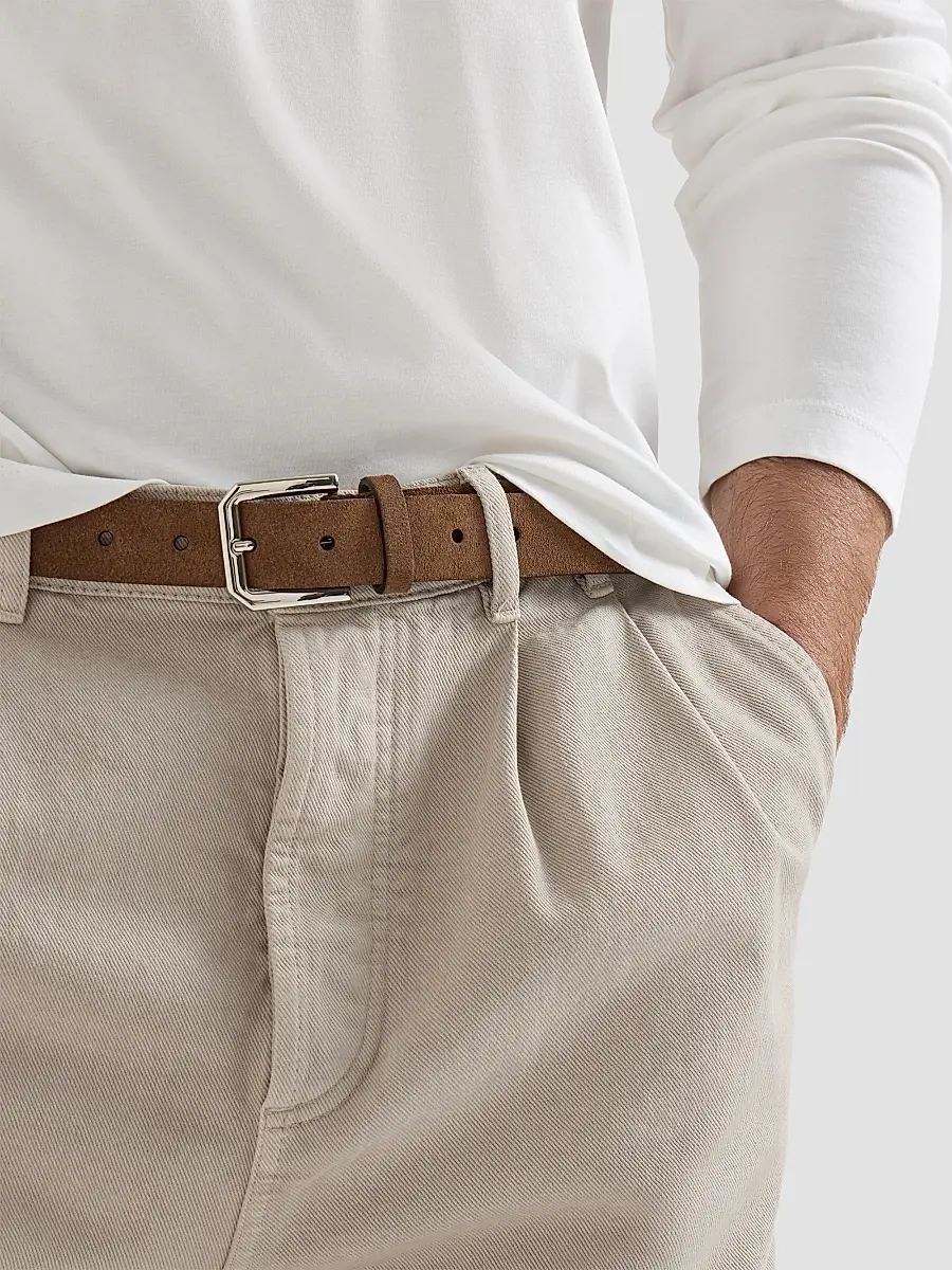 Brunello Cucinelli Men's Reversed Leather Belt with Square Buckle and Tip - Chestnut | Thumbnail 3 Brunello Cucinelli Men's Reversed Leather Belt with Square Buckle and Tip - Chestnut | Thumbnail 3