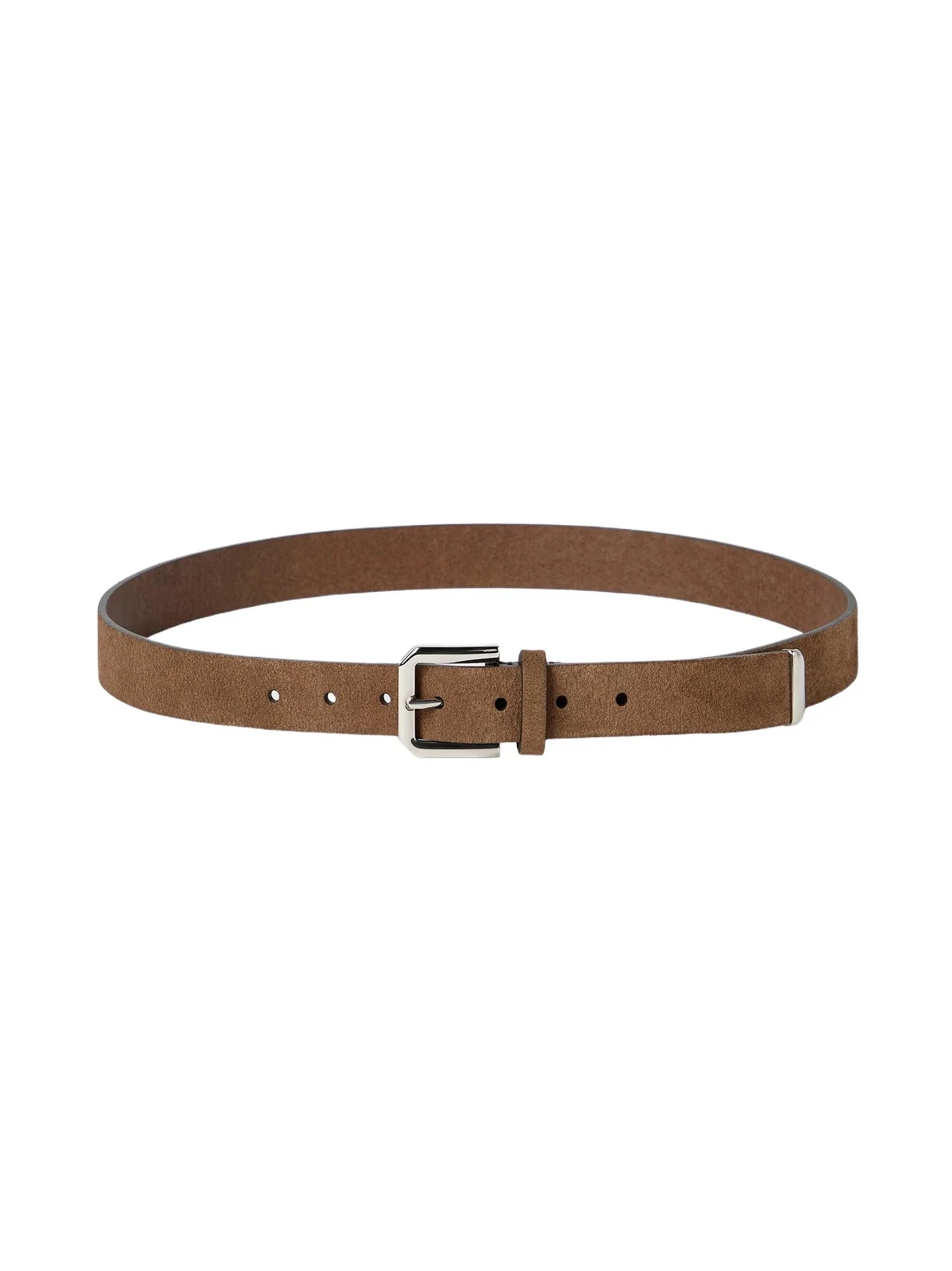 Brunello Cucinelli Men's Reversed Leather Belt with Square Buckle and Tip - Chestnut