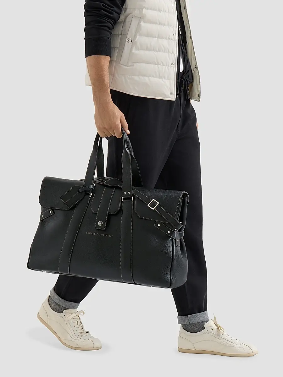 Brunello Cucinelli Men's Grained Calfskin Country Weekender Bag | Thumbnail 2