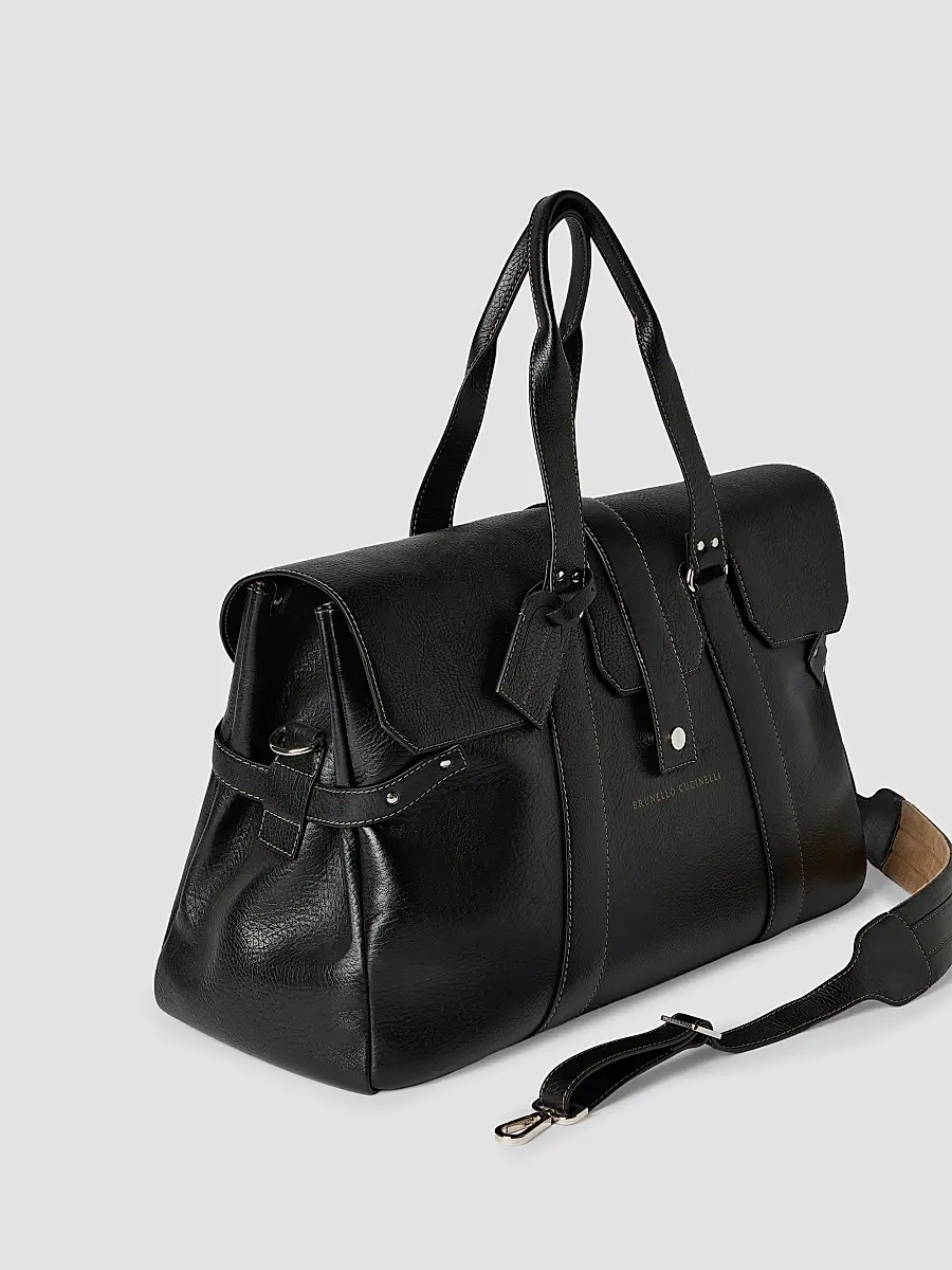 Brunello Cucinelli Men's Grained Calfskin Country Weekender Bag | Thumbnail 4