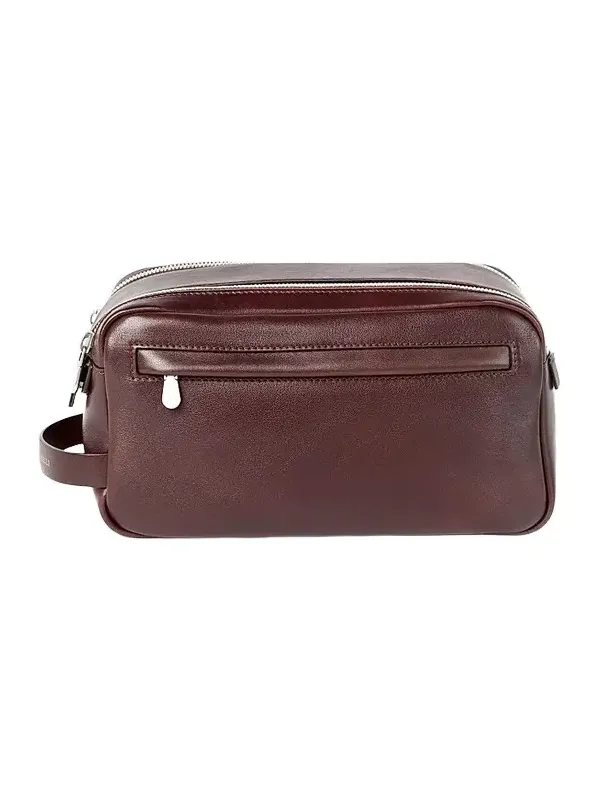Brunello Cucinelli Calfskin Beauty Case With Double Zipper - Burgundy