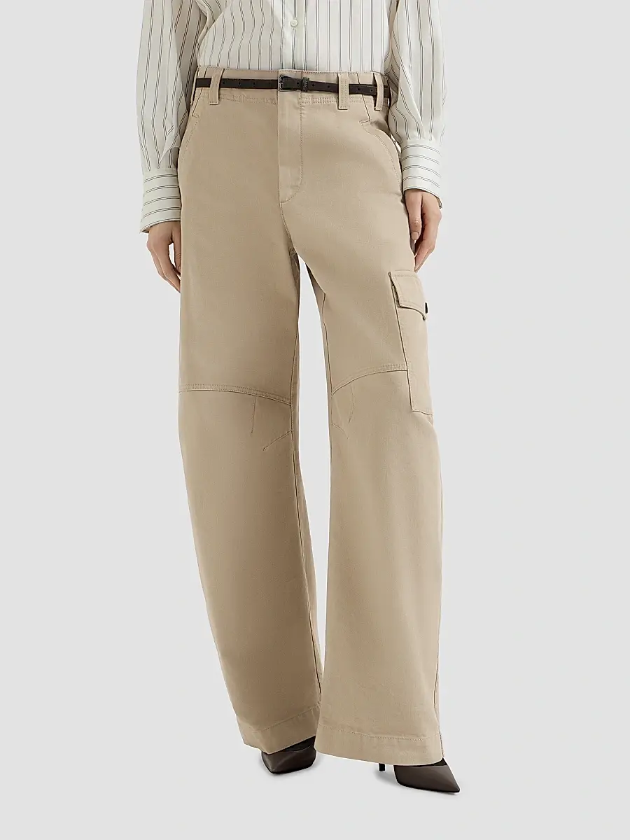 Brunello Cucinelli Women's Délavé Cotton Canvas Cargo Barrel Trousers With Monili | Thumbnail 2 Brunello Cucinelli Women's Délavé Cotton Canvas Cargo Barrel Trousers With Monili | Thumbnail 2