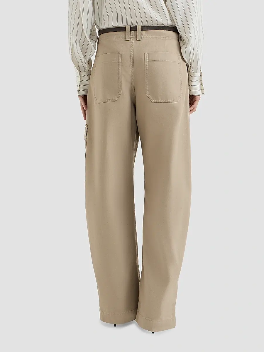 Brunello Cucinelli Women's Délavé Cotton Canvas Cargo Barrel Trousers With Monili | Thumbnail 3 Brunello Cucinelli Women's Délavé Cotton Canvas Cargo Barrel Trousers With Monili | Thumbnail 3