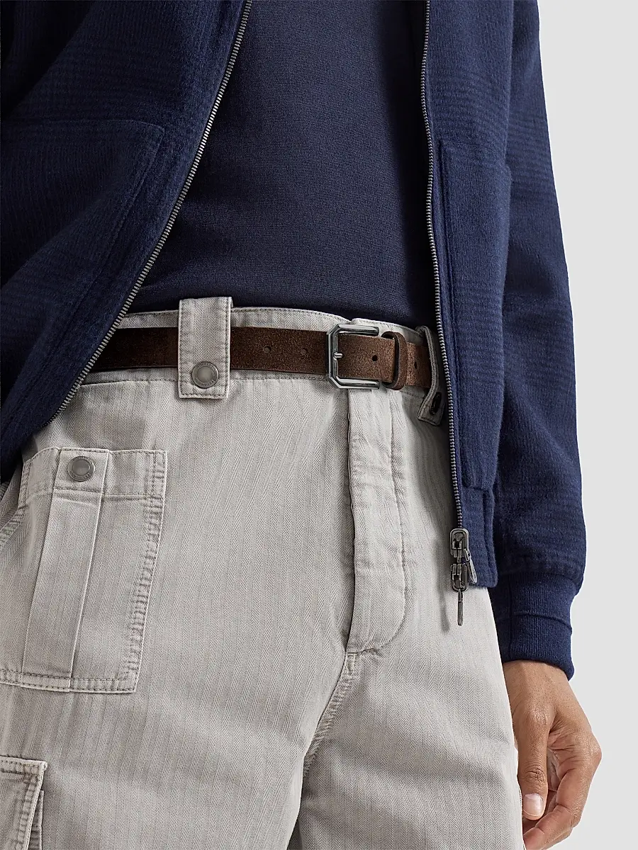 Brunello Cucinelli Men's Reversed Leather Belt with Square Buckle and Tip - Rust Brown | Thumbnail 3 Brunello Cucinelli Men's Reversed Leather Belt with Square Buckle and Tip - Rust Brown | Thumbnail 3