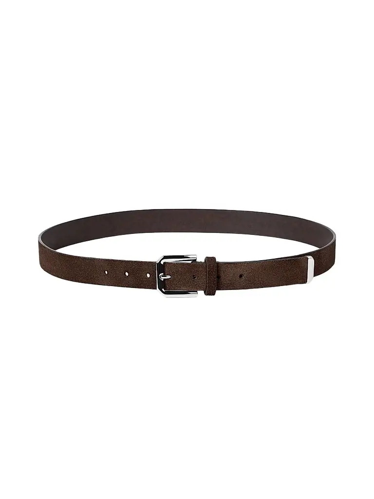 Brunello Cucinelli Men's Reversed Leather Belt with Square Buckle and Tip - Rust Brown | Image 1 Brunello Cucinelli Men's Reversed Leather Belt with Square Buckle and Tip - Rust Brown | Image 1