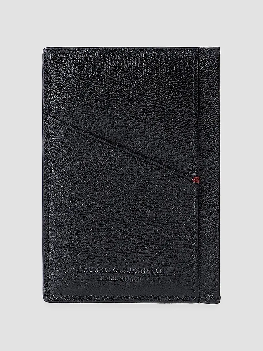 Brunello Cucinelli Men's Brushed Leather Card Holder | Thumbnail 2 Brunello Cucinelli Men's Brushed Leather Card Holder | Thumbnail 2