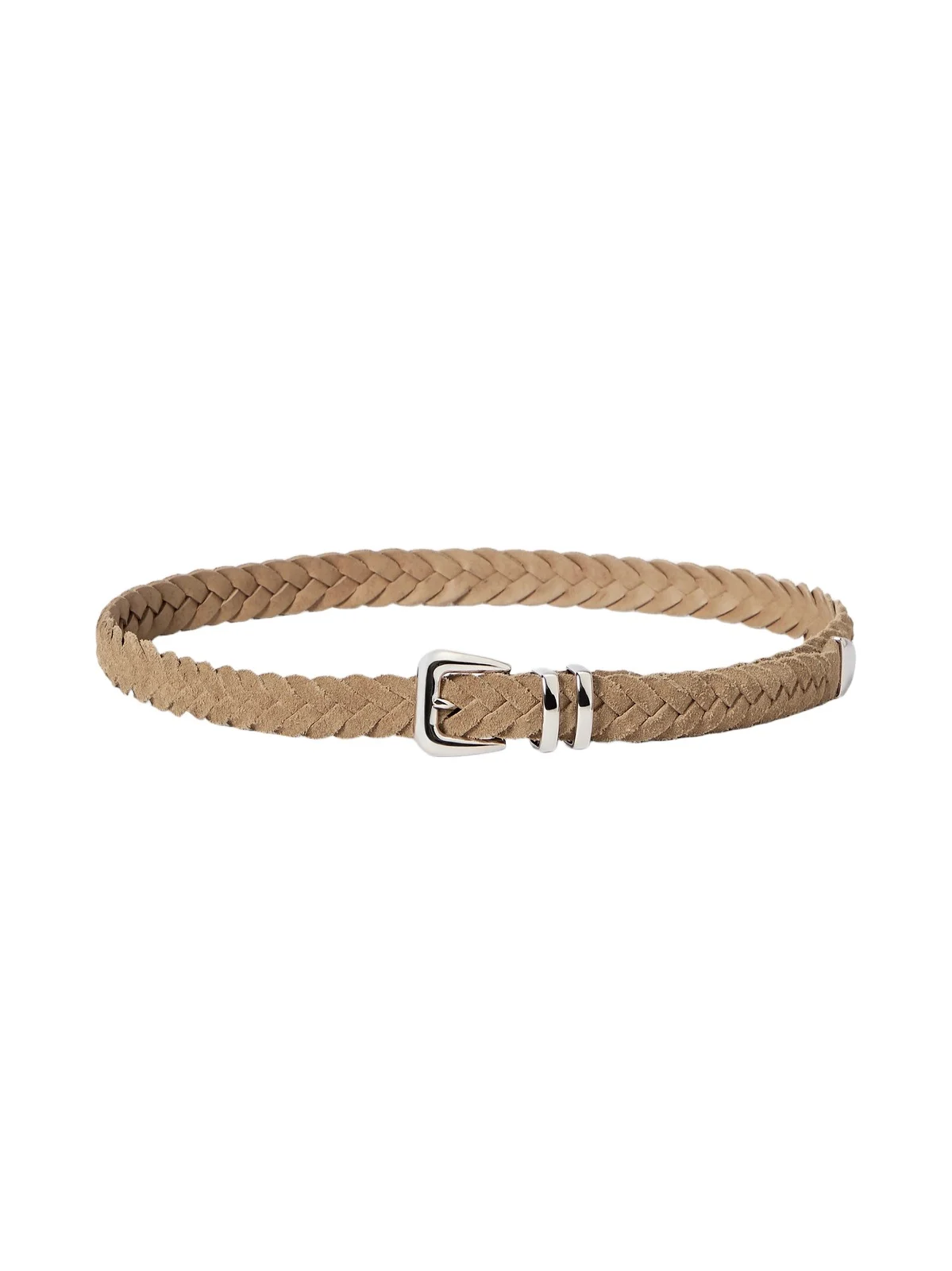 Brunello Cucinelli Men's Reversed Calfskin Braided Belt with Tip - Hazelnut