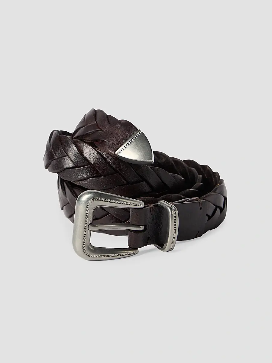 Brunello Cucinelli Women's Braided Leather Belt with Monili - Brown | Thumbnail 2