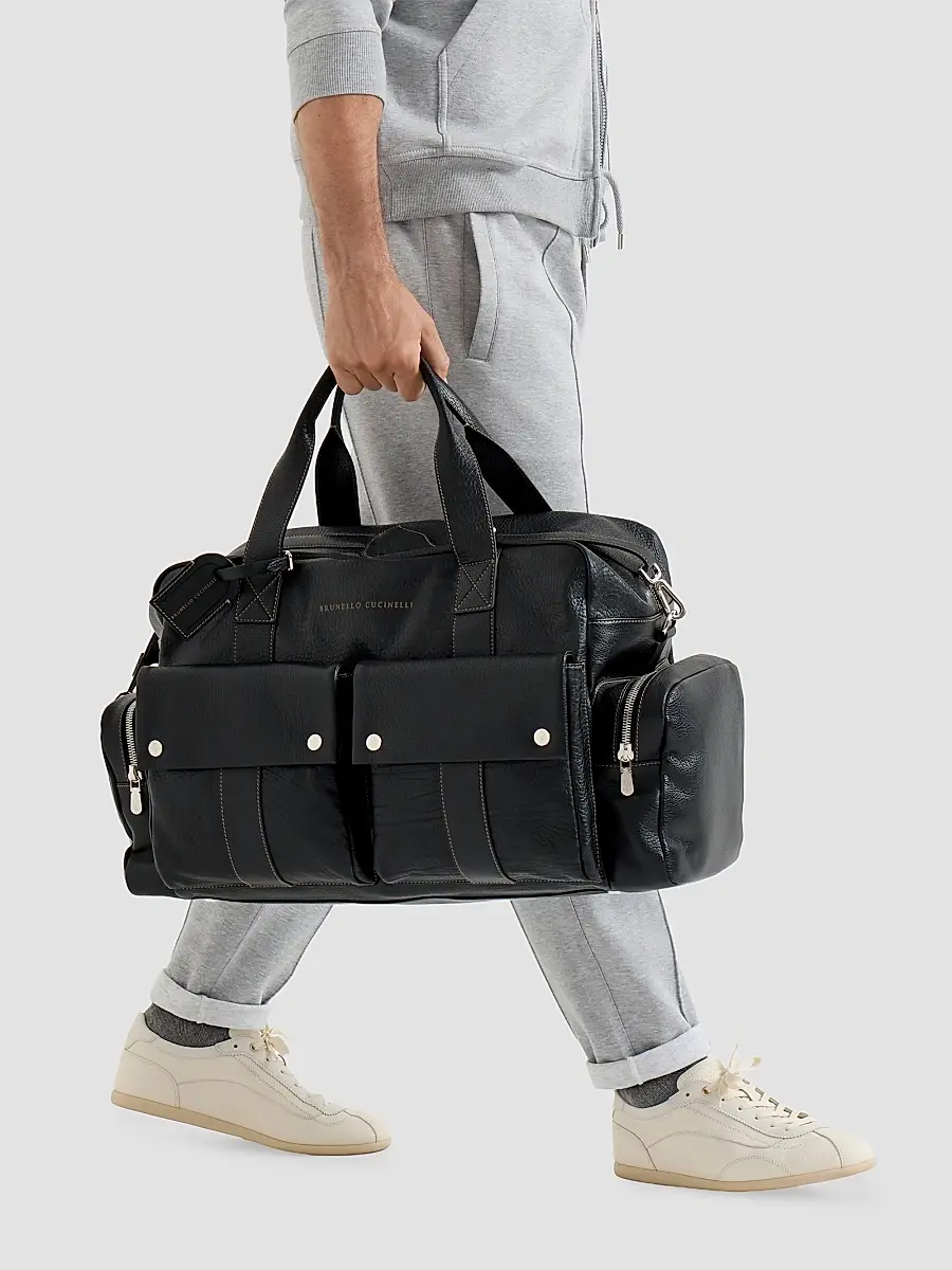 Brunello Cucinelli Men's Grained Calfskin Leisure Bag | Thumbnail 2