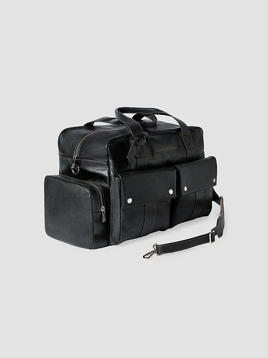 Brunello Cucinelli Men's Grained Calfskin Leisure Bag | Thumbnail 4