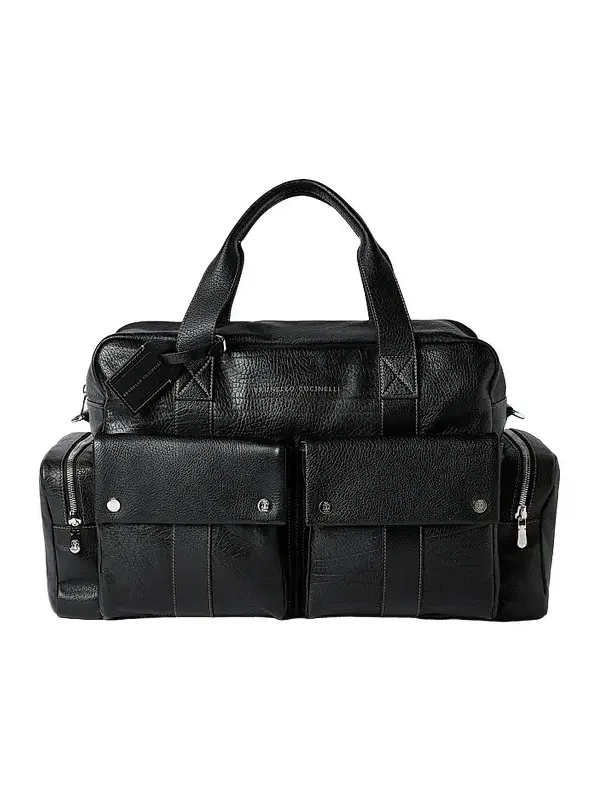 Brunello Cucinelli Men's Grained Calfskin Leisure Bag