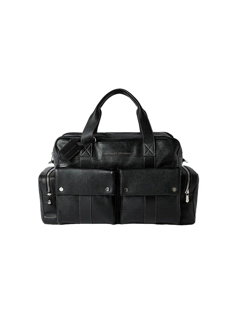 Brunello Cucinelli Men's Grained Calfskin Leisure Bag - Black | Image 1 Brunello Cucinelli Men's Grained Calfskin Leisure Bag - Black | Image 1
