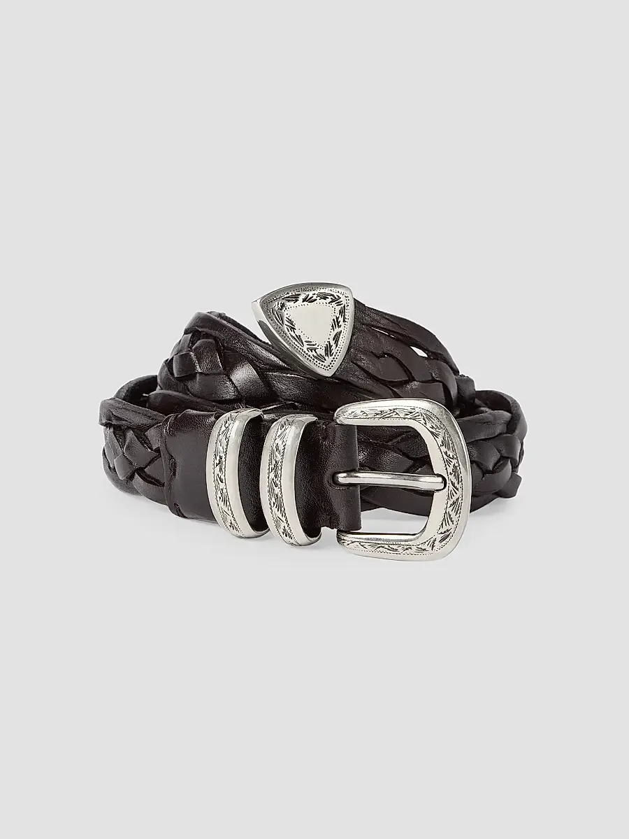 Brunello Cucinelli Men's Braided Calfskin Belt with Detailed Buckle - Brown | Thumbnail 2 Brunello Cucinelli Men's Braided Calfskin Belt with Detailed Buckle - Brown | Thumbnail 2